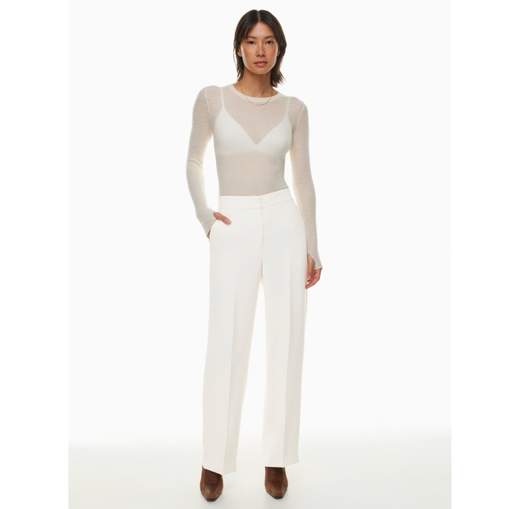 ARITZIA | WILFRED ALANYA PANT HIGH RISE WIDE LEG ELASTIC BACK WAIST CREPETTE - Picture 4 of 13